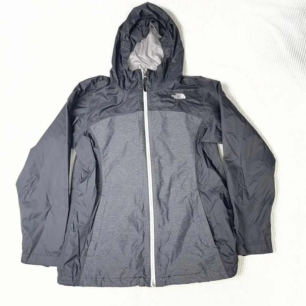 The North Face Jacket Girls XL 18 Gray Hooded Full Zip Waterproof Rain Coat